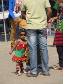 This little girl was 4 years old and quite the fashion plate. She, her mom and dad were visiting Elephanta Island. Lots of Indians come to vacation in Mumbai and see the sites.